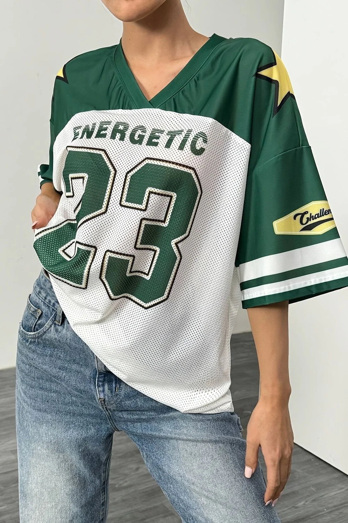 Fashion Loose Street Print Color Block Sporty T-shirt - Image 5
