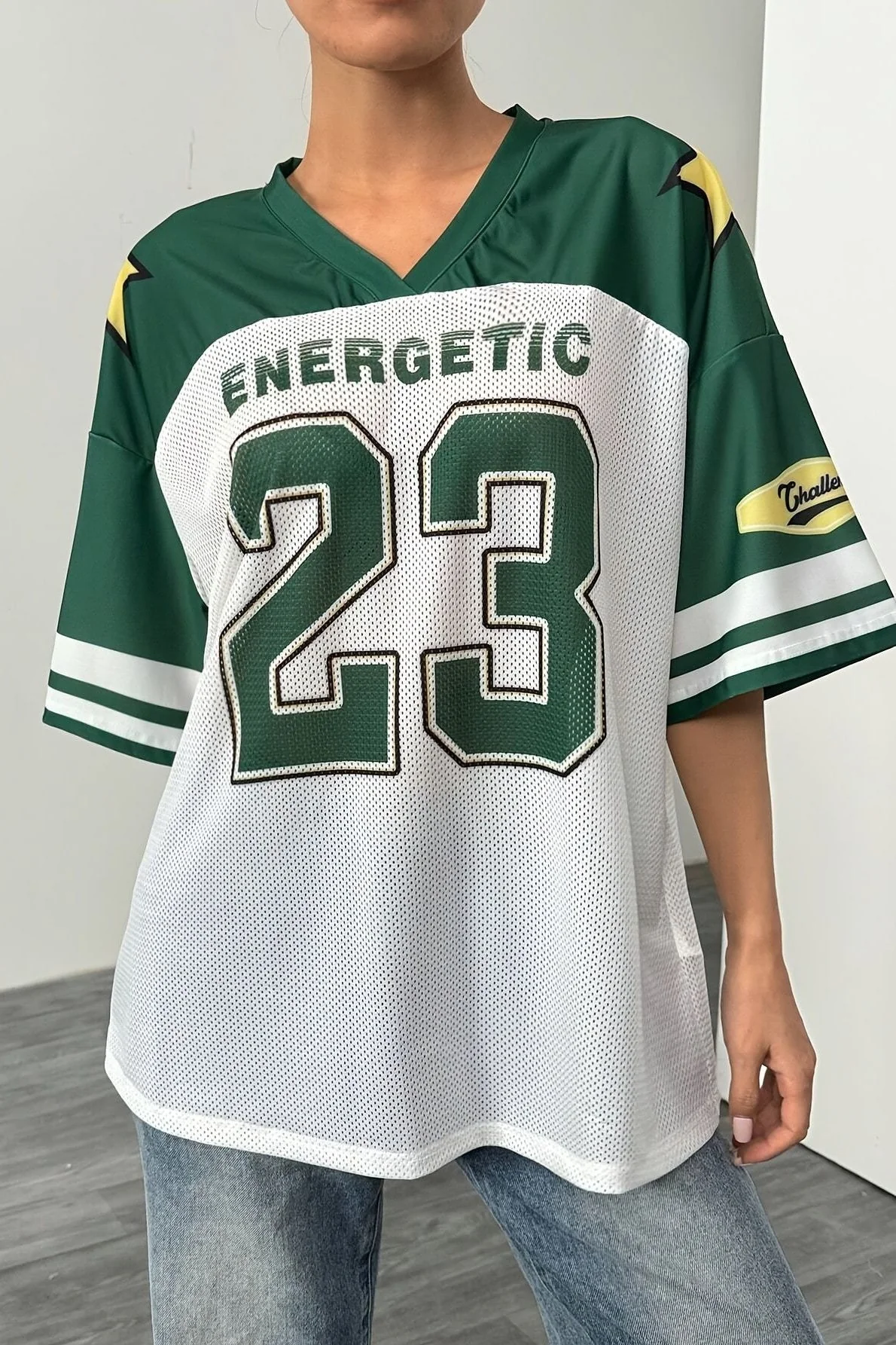 Fashion Loose Street Print Color Block Sporty T-shirt - Image 6