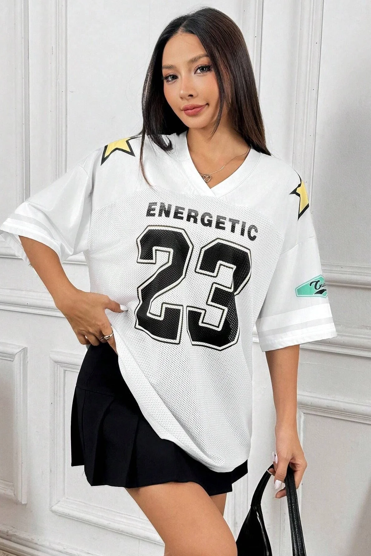Fashion Loose Street Print Color Block Sporty T-shirt - Image 8
