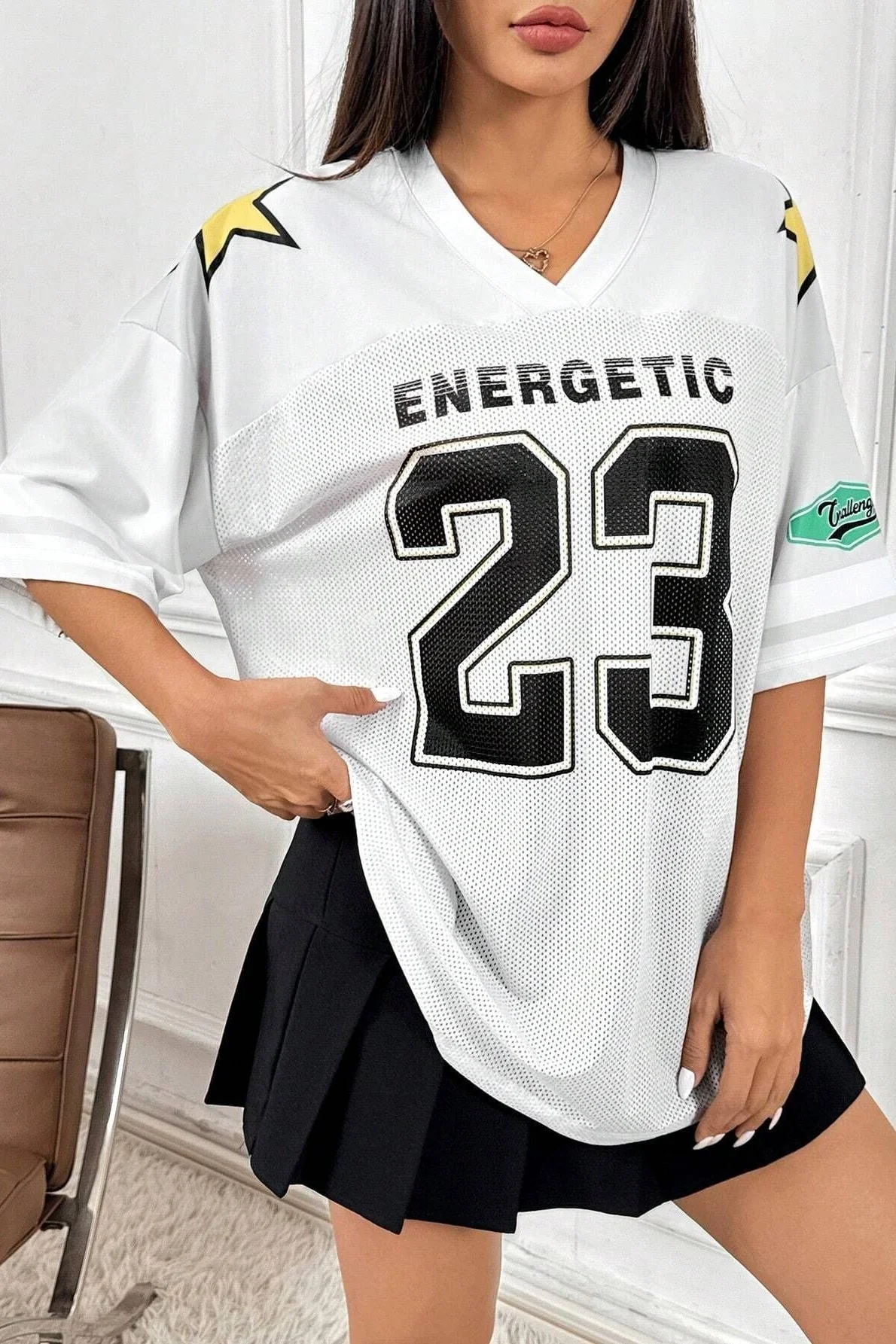 Fashion Loose Street Print Color Block Sporty T-shirt - Image 9