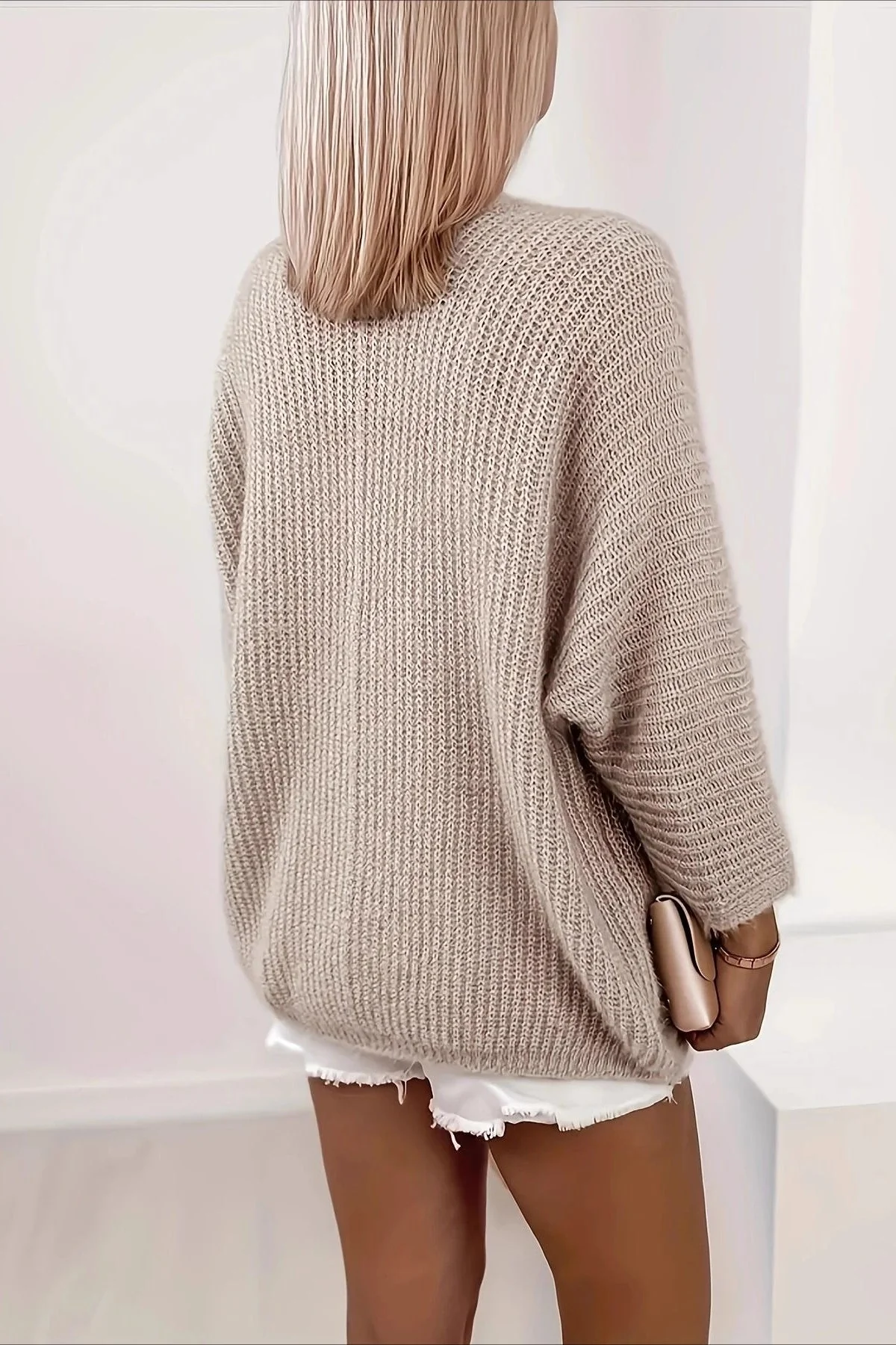 Fashion Puff-Sleeve Knit Cardigan - Image 4