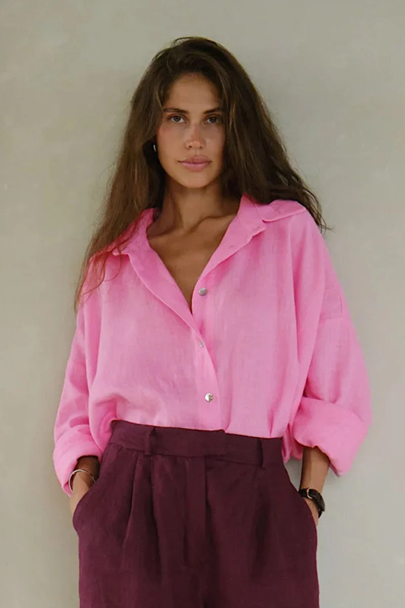 Fashion Solid Loose Casual Commuter Blouse - Image 13