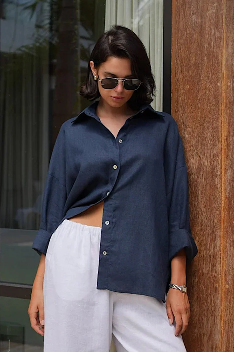 Fashion Solid Loose Casual Commuter Blouse - Image 18