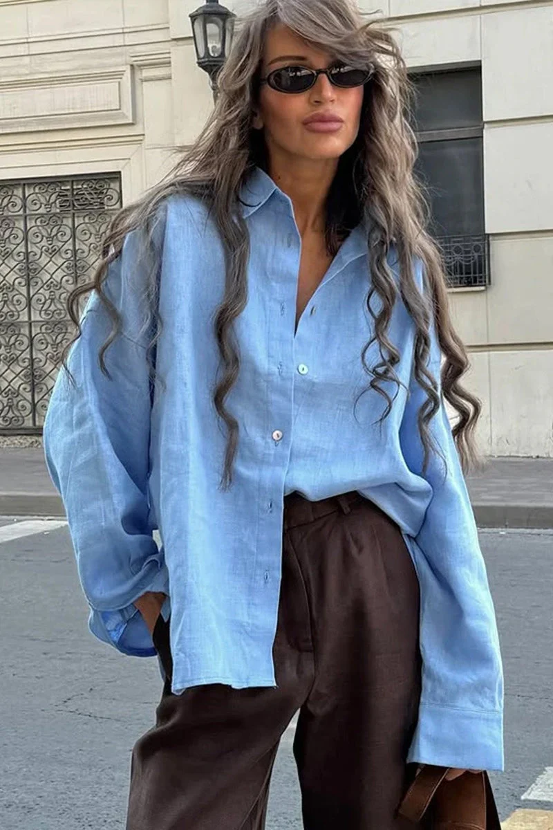 Fashion Solid Loose Casual Commuter Blouse - Image 2