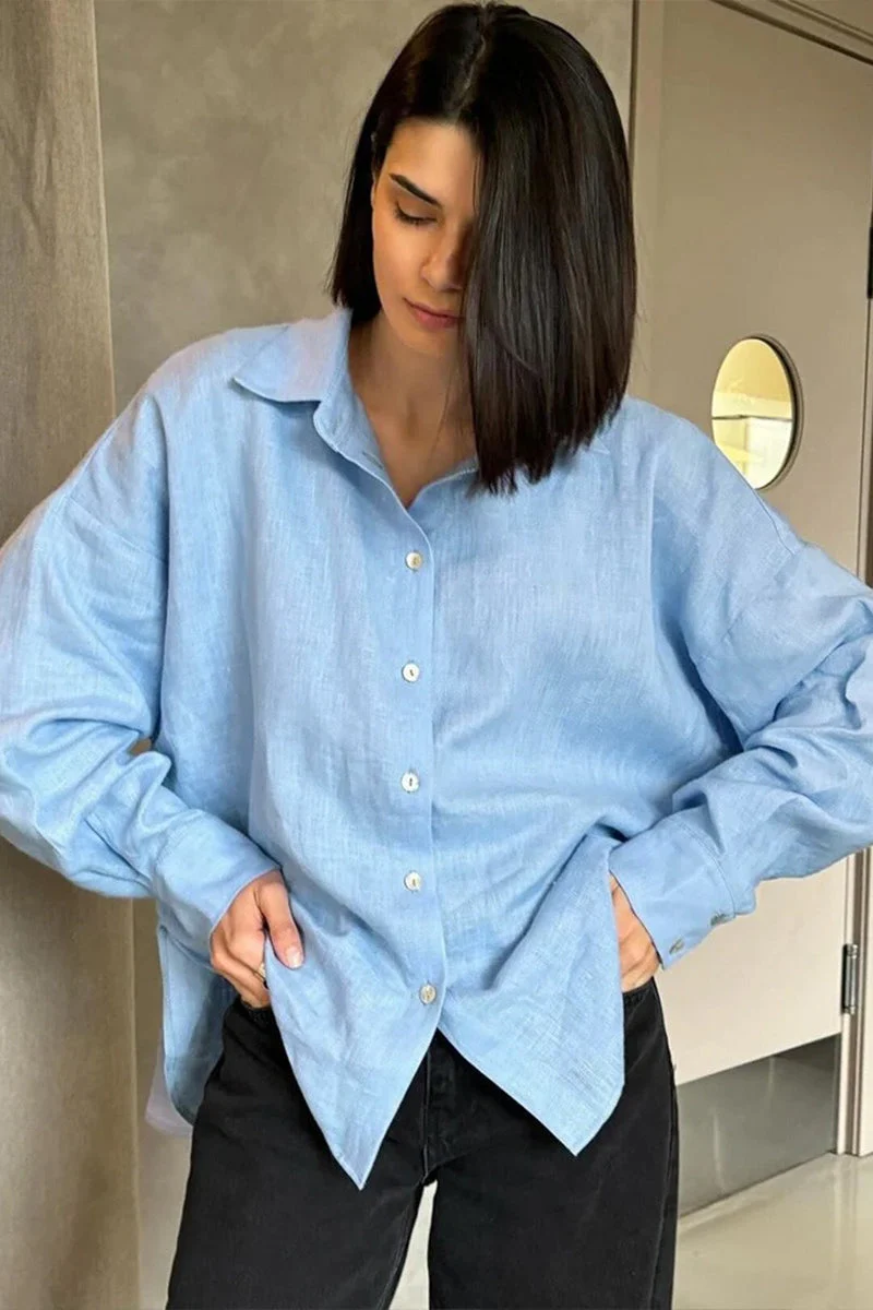 Fashion Solid Loose Casual Commuter Blouse - Image 3