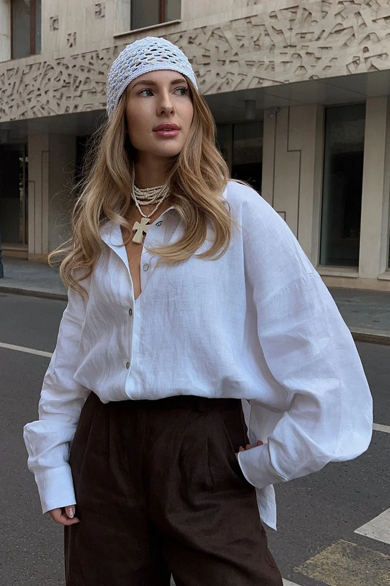 Fashion Solid Loose Casual Commuter Blouse - Image 4