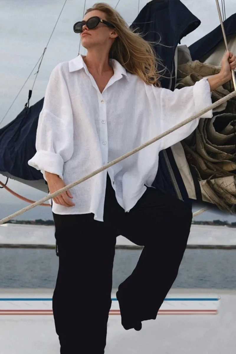 Fashion Solid Loose Casual Commuter Blouse - Image 7