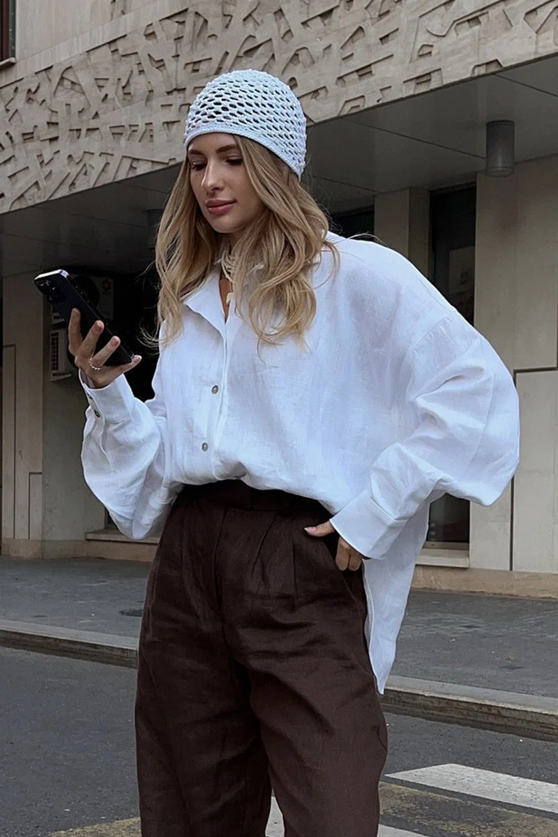 Fashion Solid Loose Casual Commuter Blouse - Image 8