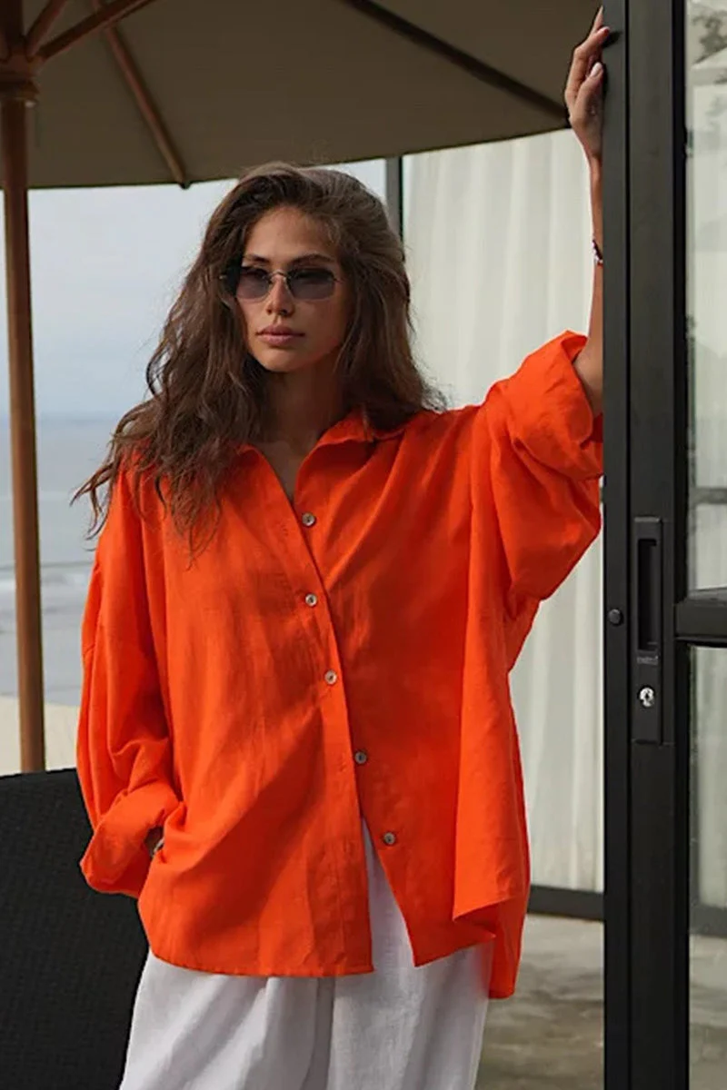 Fashion Solid Loose Casual Commuter Blouse - Image 9