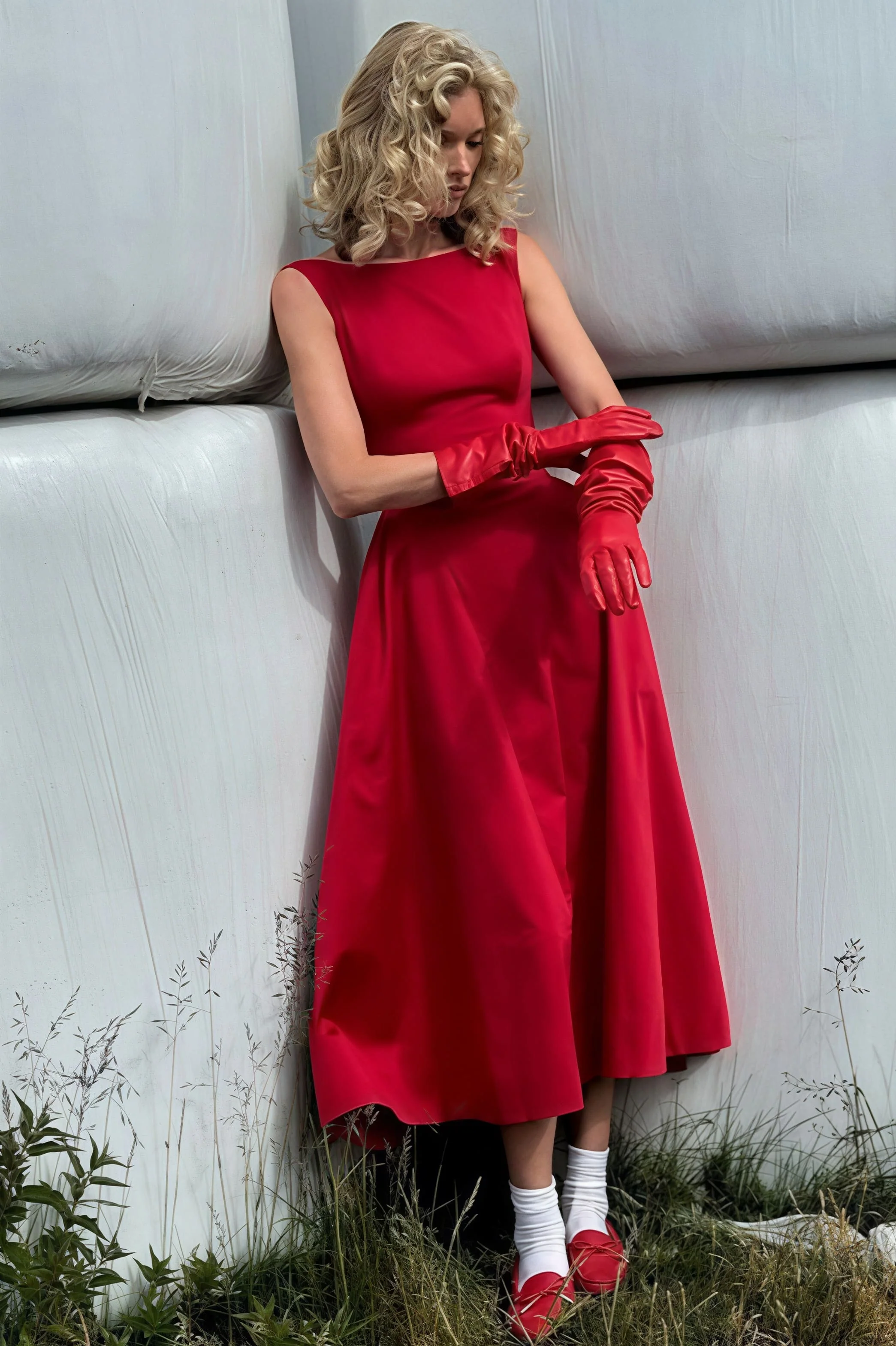 Fashion Solid Sleeveless Waisted Slim Midi Dress - Image 6