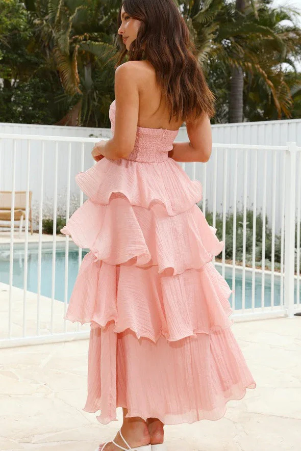 Fashion Strapless Backless Ruffle Tiered Midi Dress - Image 15