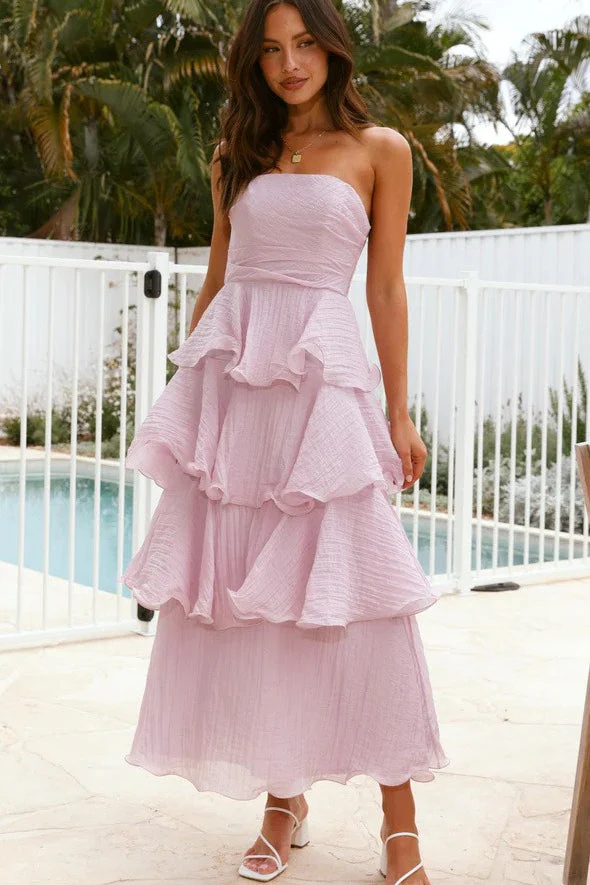 Fashion Strapless Backless Ruffle Tiered Midi Dress - Image 16