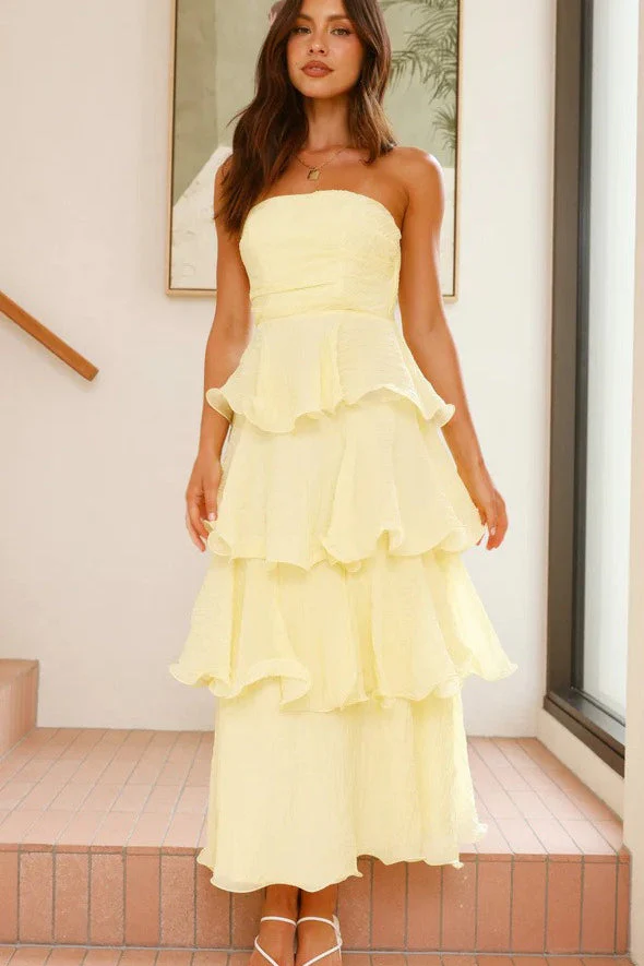 Fashion Strapless Backless Ruffle Tiered Midi Dress - Image 6