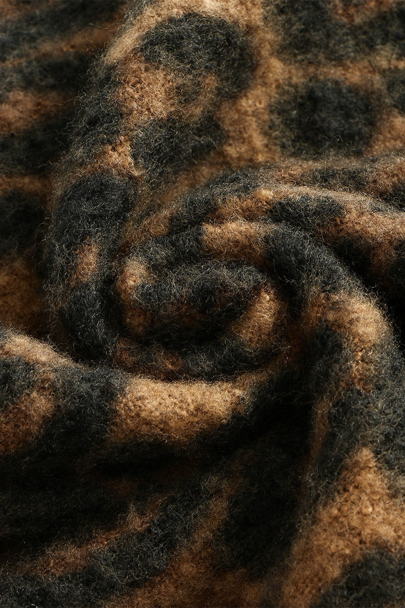 Faux Cashmere Leopard Print Thick Fringed Scarf - Image 7