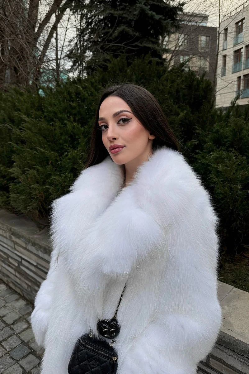 Faux Fox Fur Long Eco Fur Overcoat - Image 2