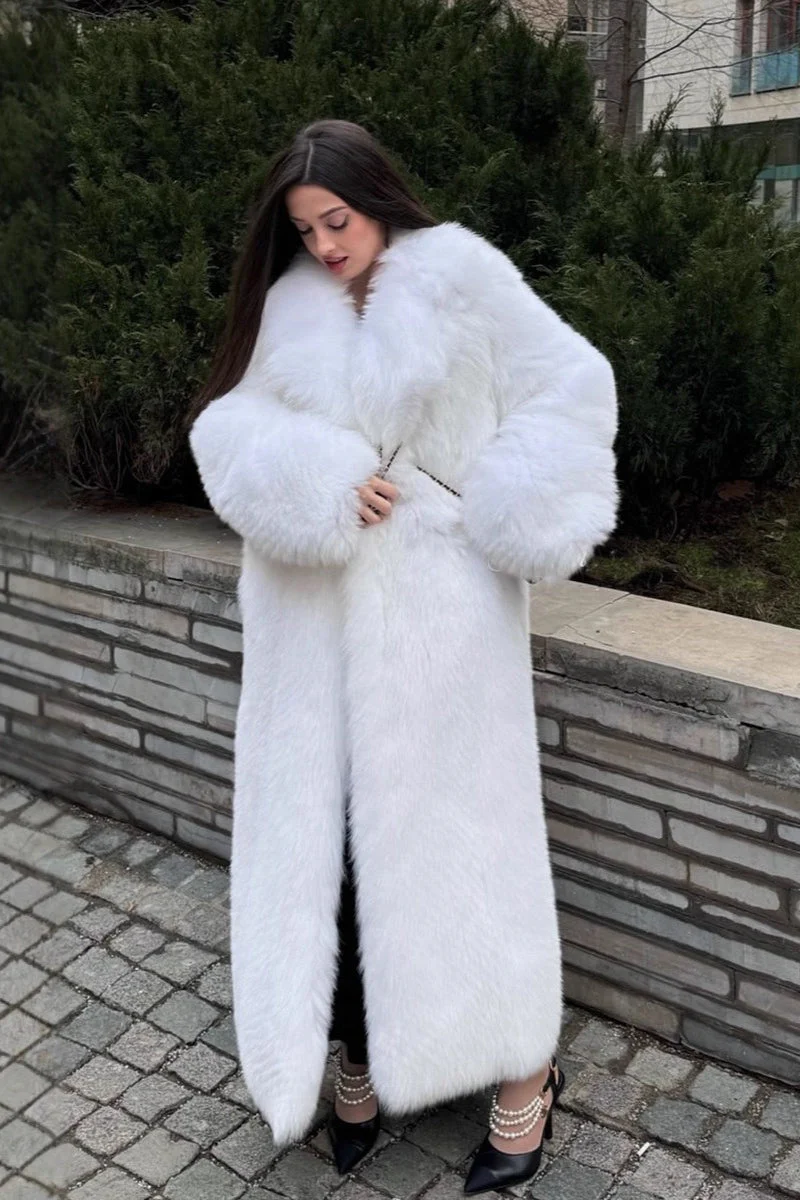 Faux Fox Fur Long Eco Fur Overcoat - Image 3