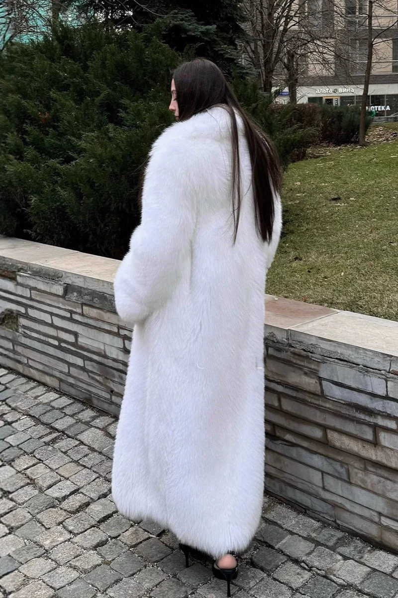 Faux Fox Fur Long Eco Fur Overcoat - Image 4