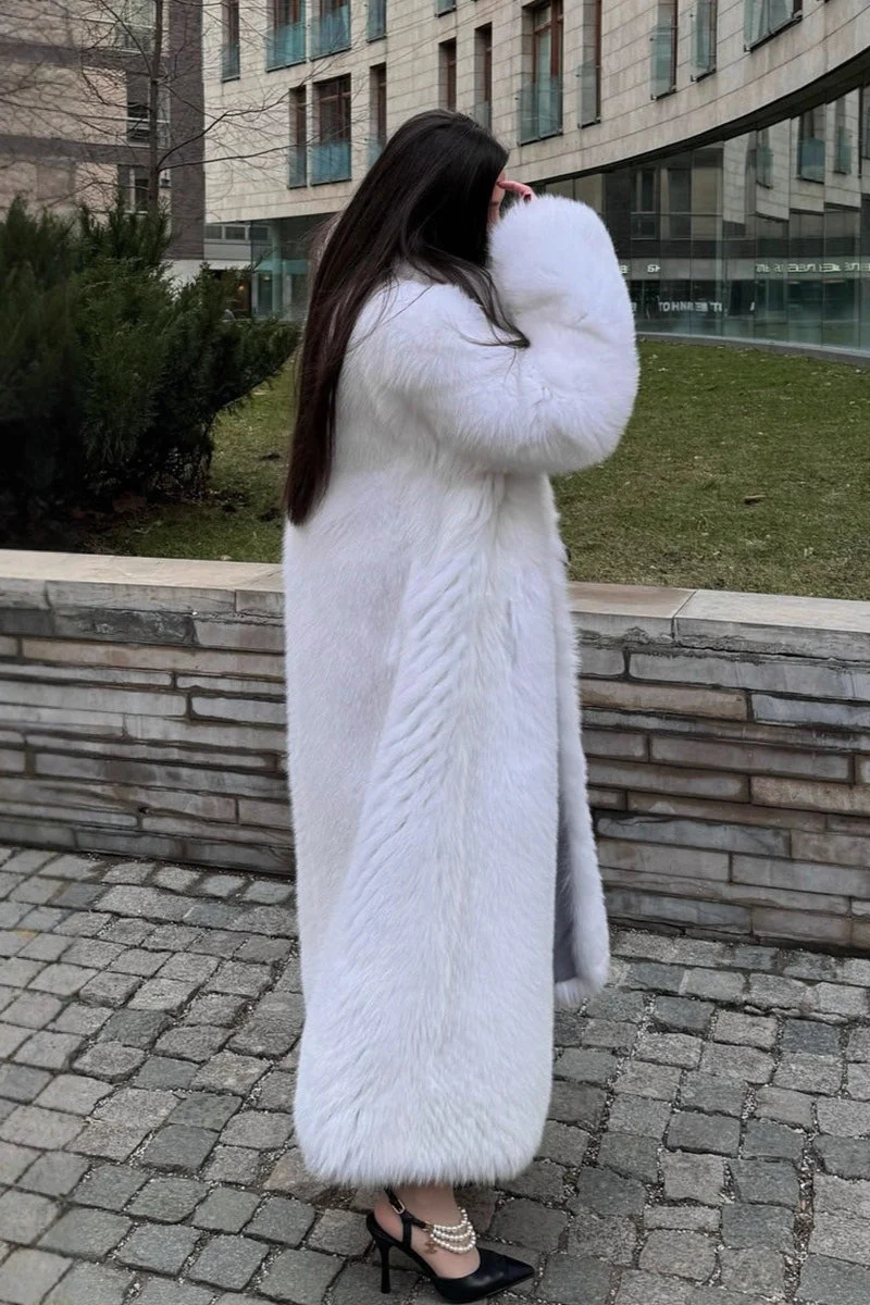 Faux Fox Fur Long Eco Fur Overcoat - Image 5