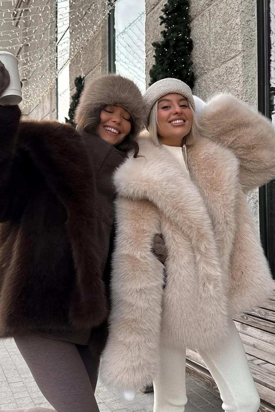 Faux Fox Fur Puffy Collar Coat - Image 6