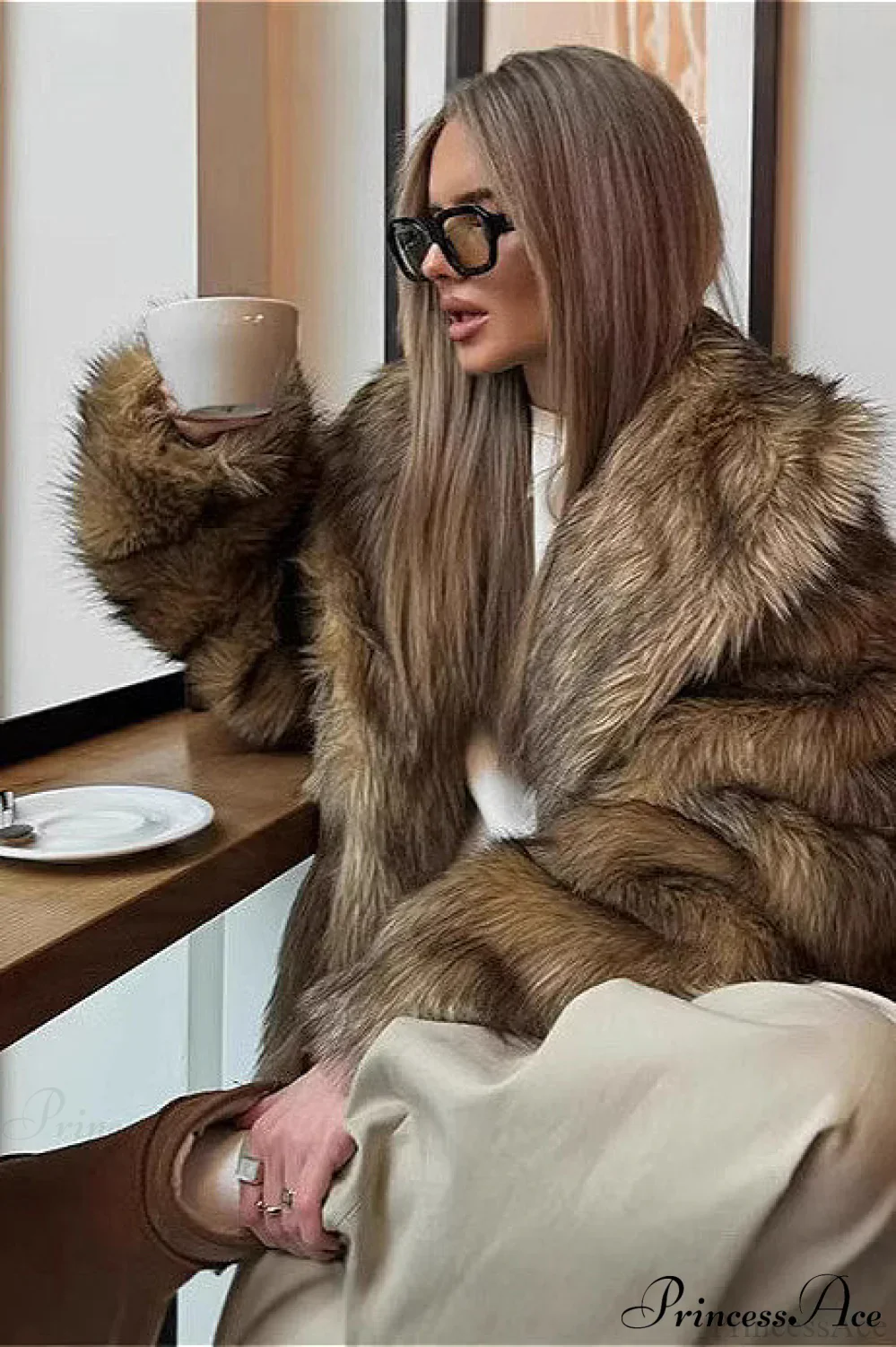 Faux Fur Lapel Warm Winter Coat - Image 2