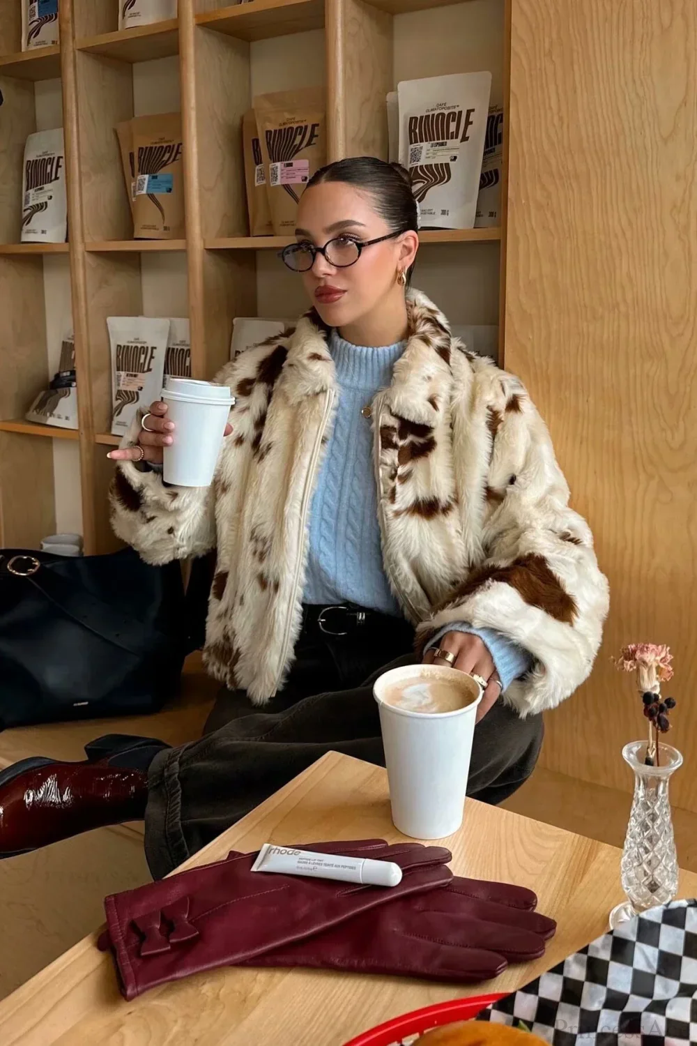 Faux Fur Leopard Print Fuzzy Warm Coat - Image 3