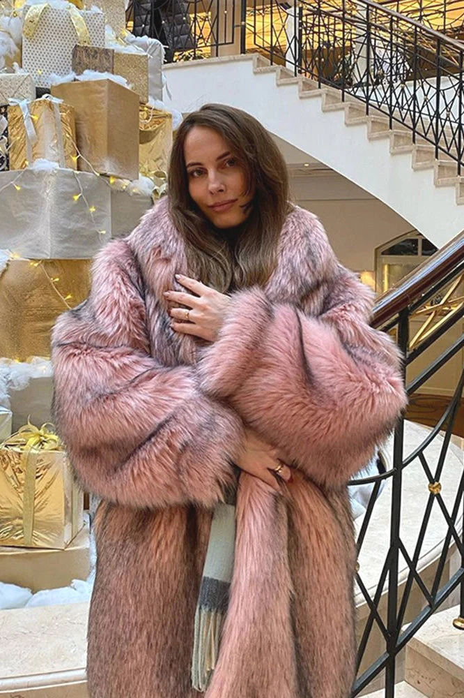 Faux Fur Plush Warm Open Front Coat - Image 3