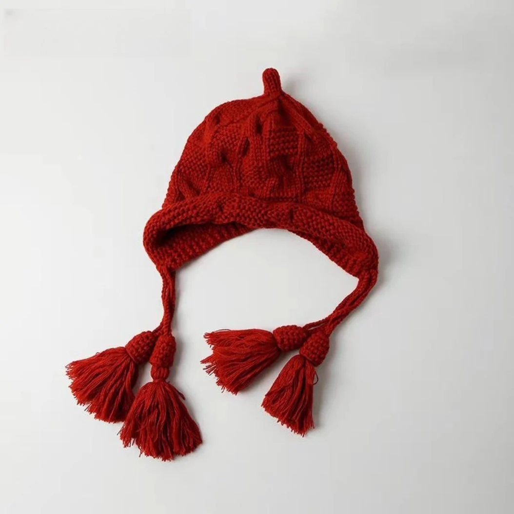 Faux Fur Pom Pom Knit Hat - Image 2