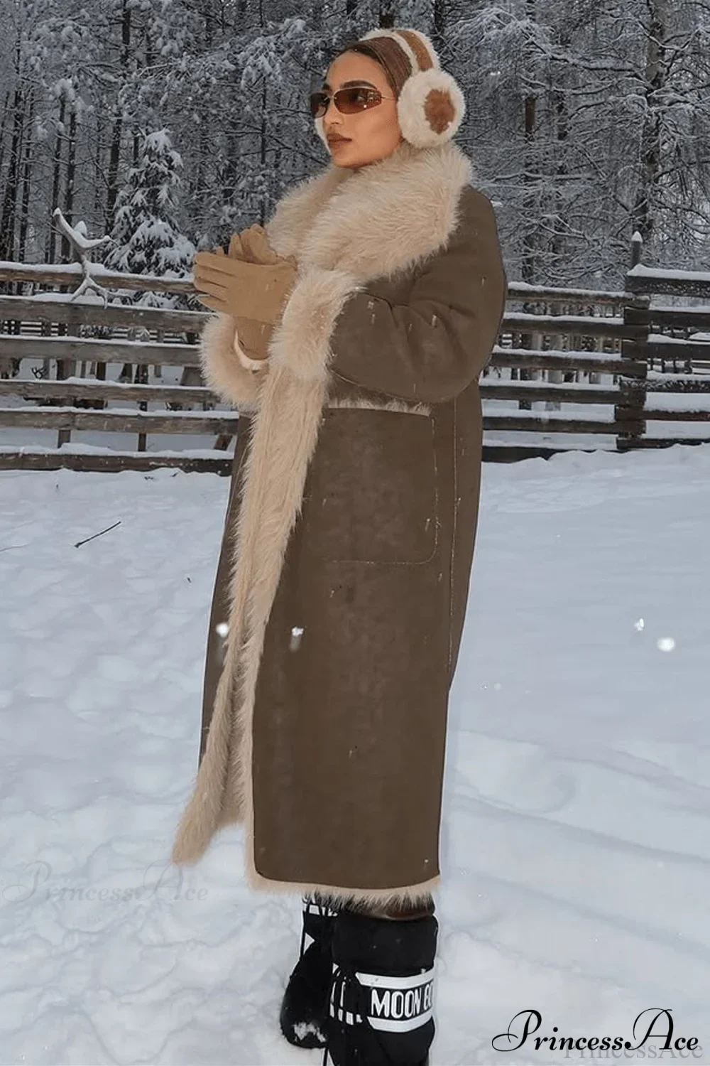 Faux Fur Reversible Long Collared Overcoat - Image 2