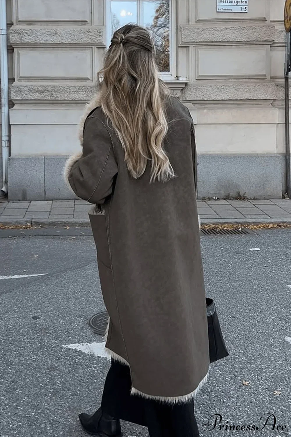 Faux Fur Reversible Long Collared Overcoat - Image 3