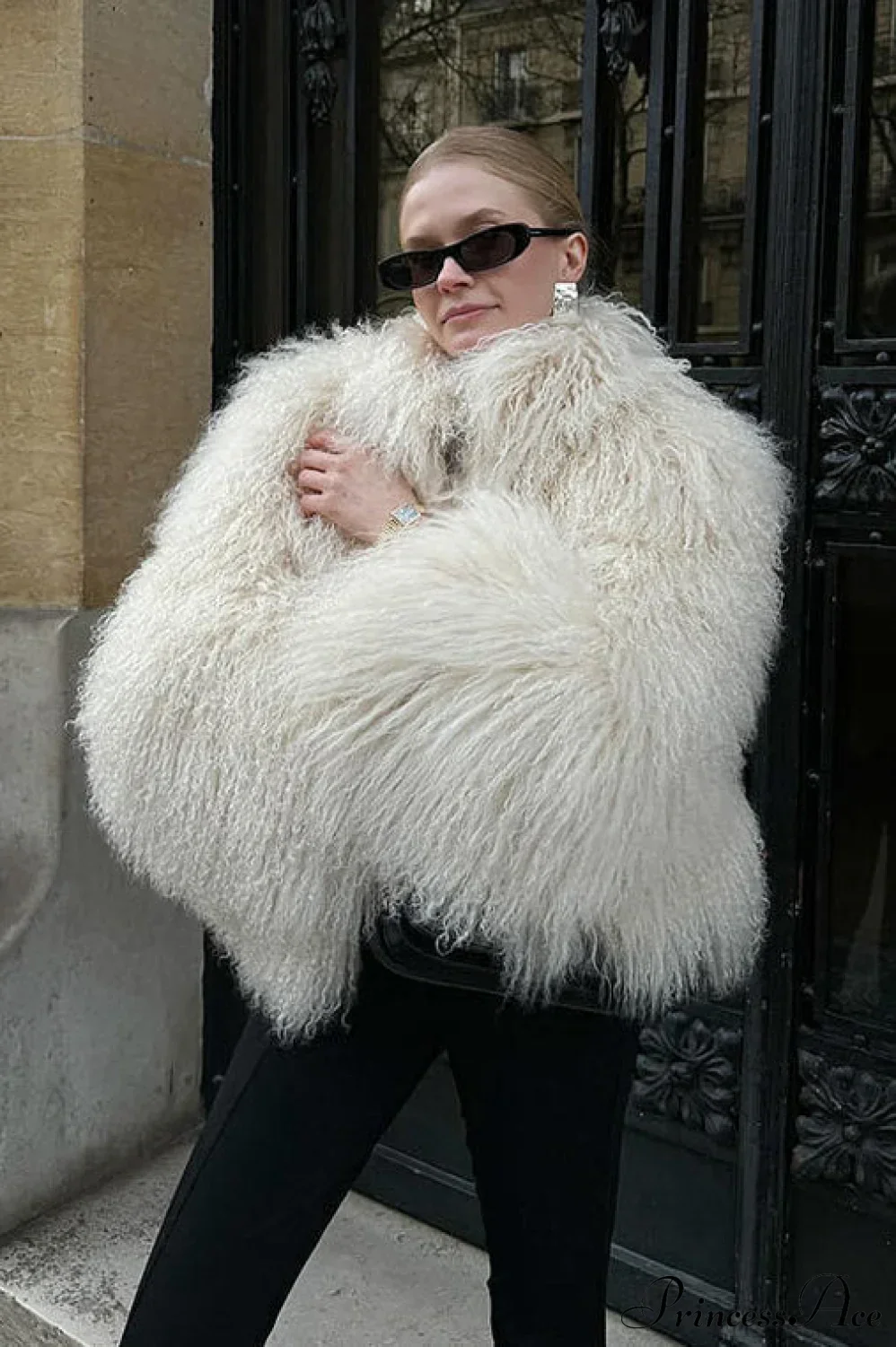 Faux Fur Shearling Short Cardigan Jacket Coat - Image 2