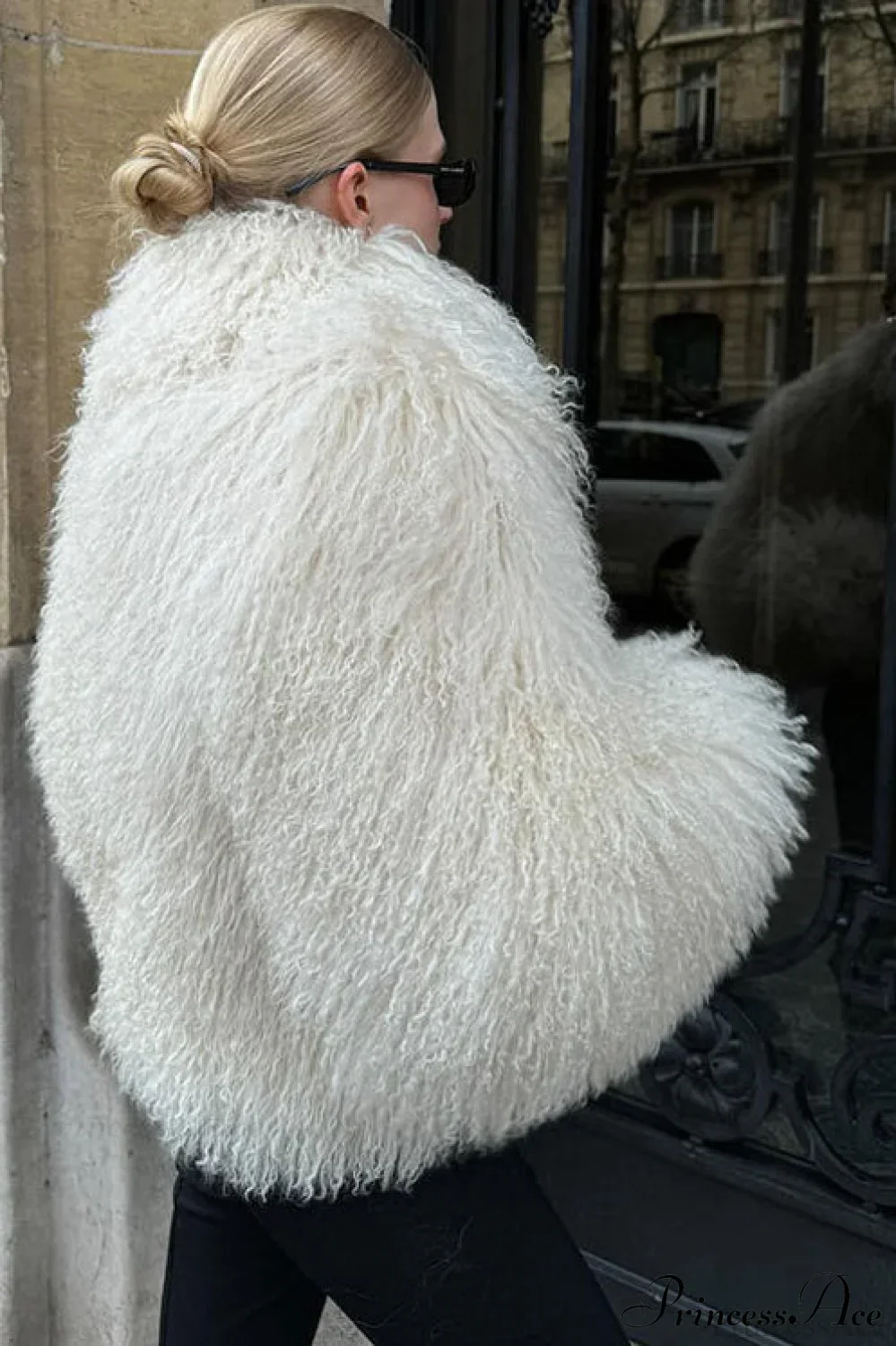 Faux Fur Shearling Short Cardigan Jacket Coat - Image 3
