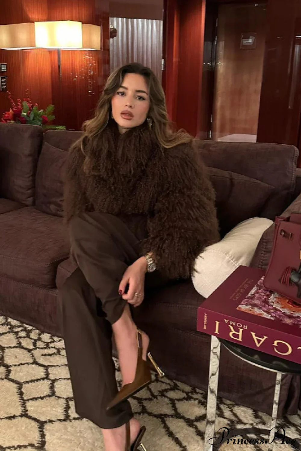 Faux Fur Shearling Short Cardigan Jacket Coat - Image 8