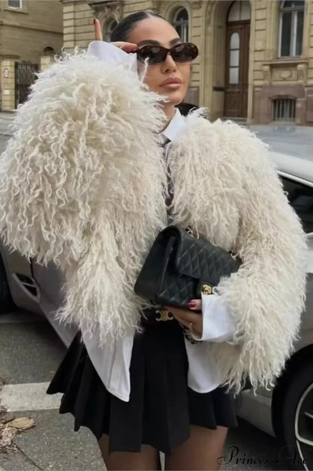 Faux Fur Short Warm Long-Sleeve Street Coat - Image 2