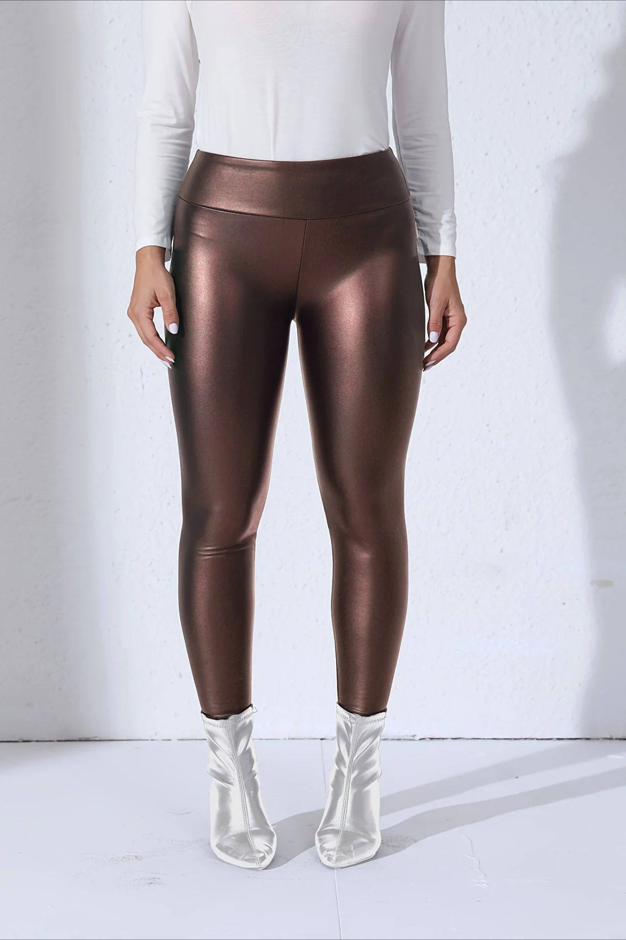 Faux Leather Thermal High-Rise Sculpting Leggings - Image 6