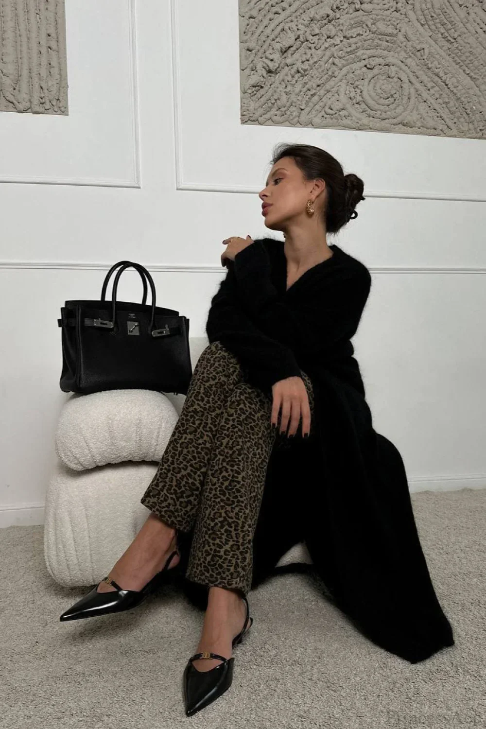 Faux Mink Fur Knit Plush Relaxed Longline Overcoat - Image 10