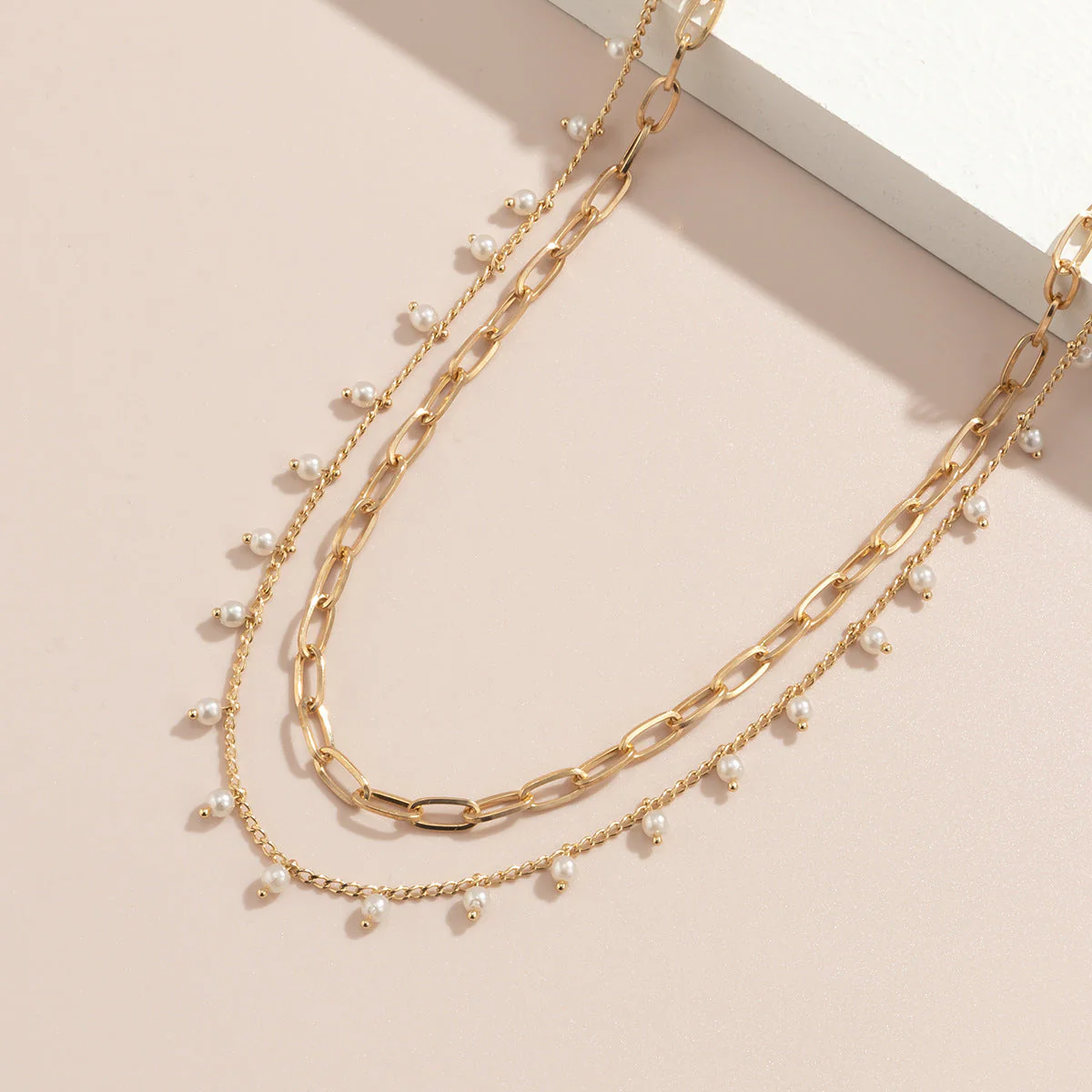 Faux Pearl Waist Chain Retro Multi Layer Geometric Body Chain - Image 3
