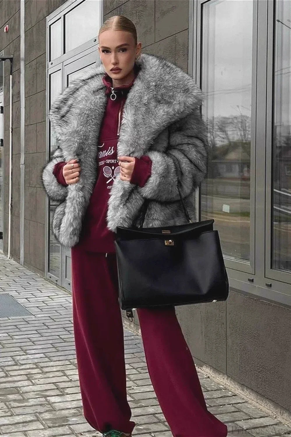 Faux Silver Fox Fur Chic Short Lazy Coat - Image 4