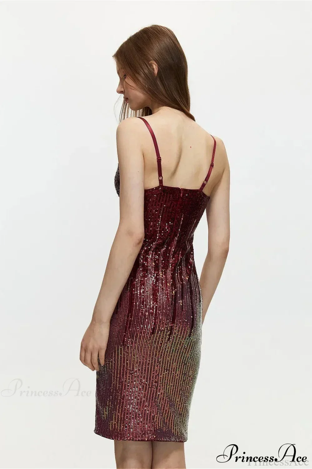 Fitted Colorful Sequin Spaghetti Strap Party Dress - Image 2