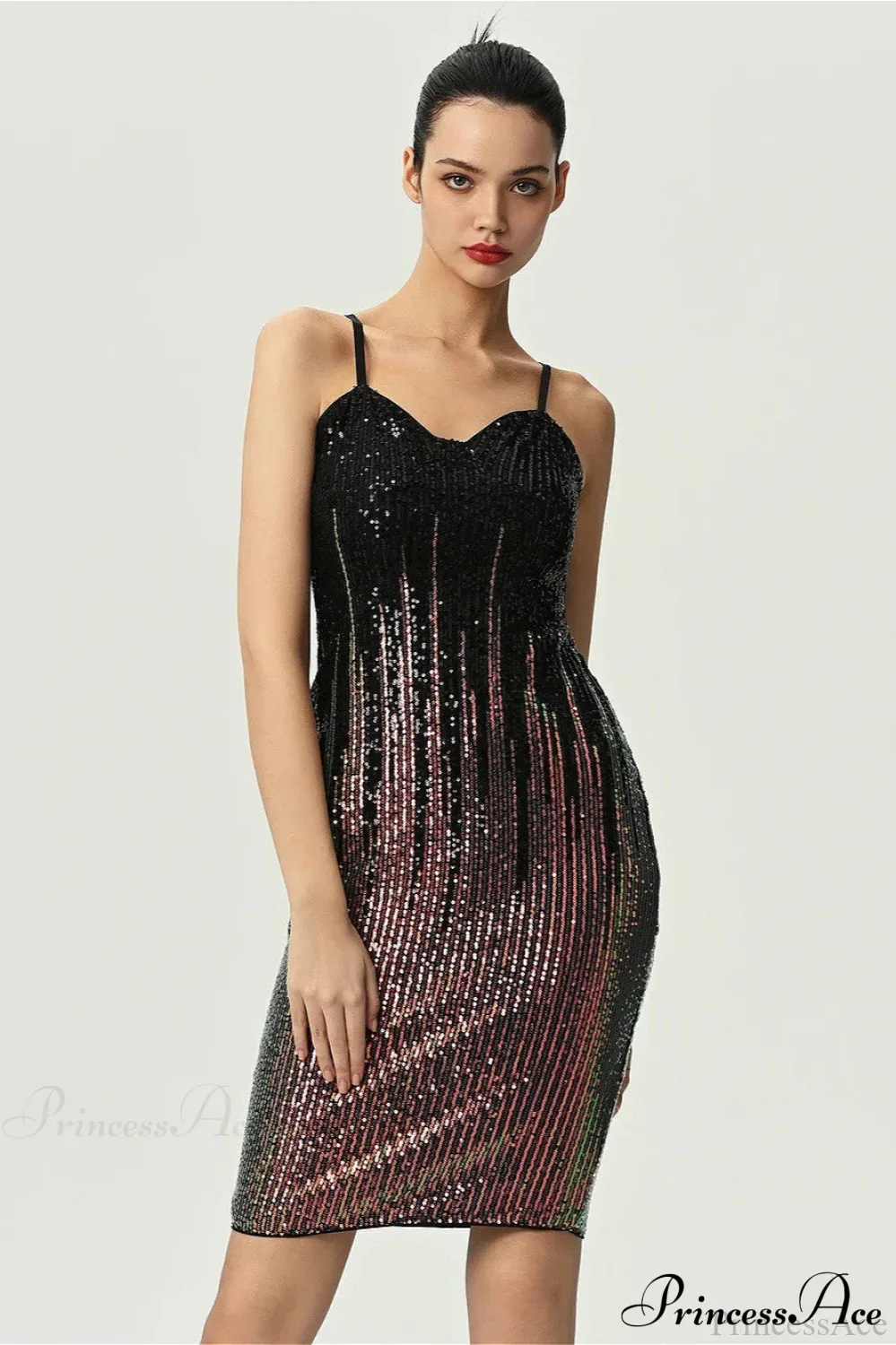 Fitted Colorful Sequin Spaghetti Strap Party Dress - Image 5