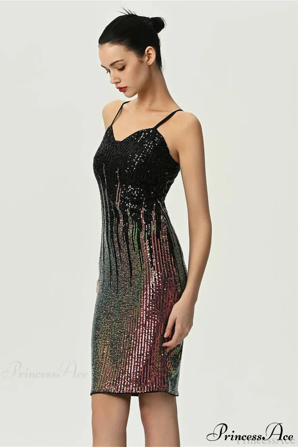 Fitted Colorful Sequin Spaghetti Strap Party Dress - Image 6