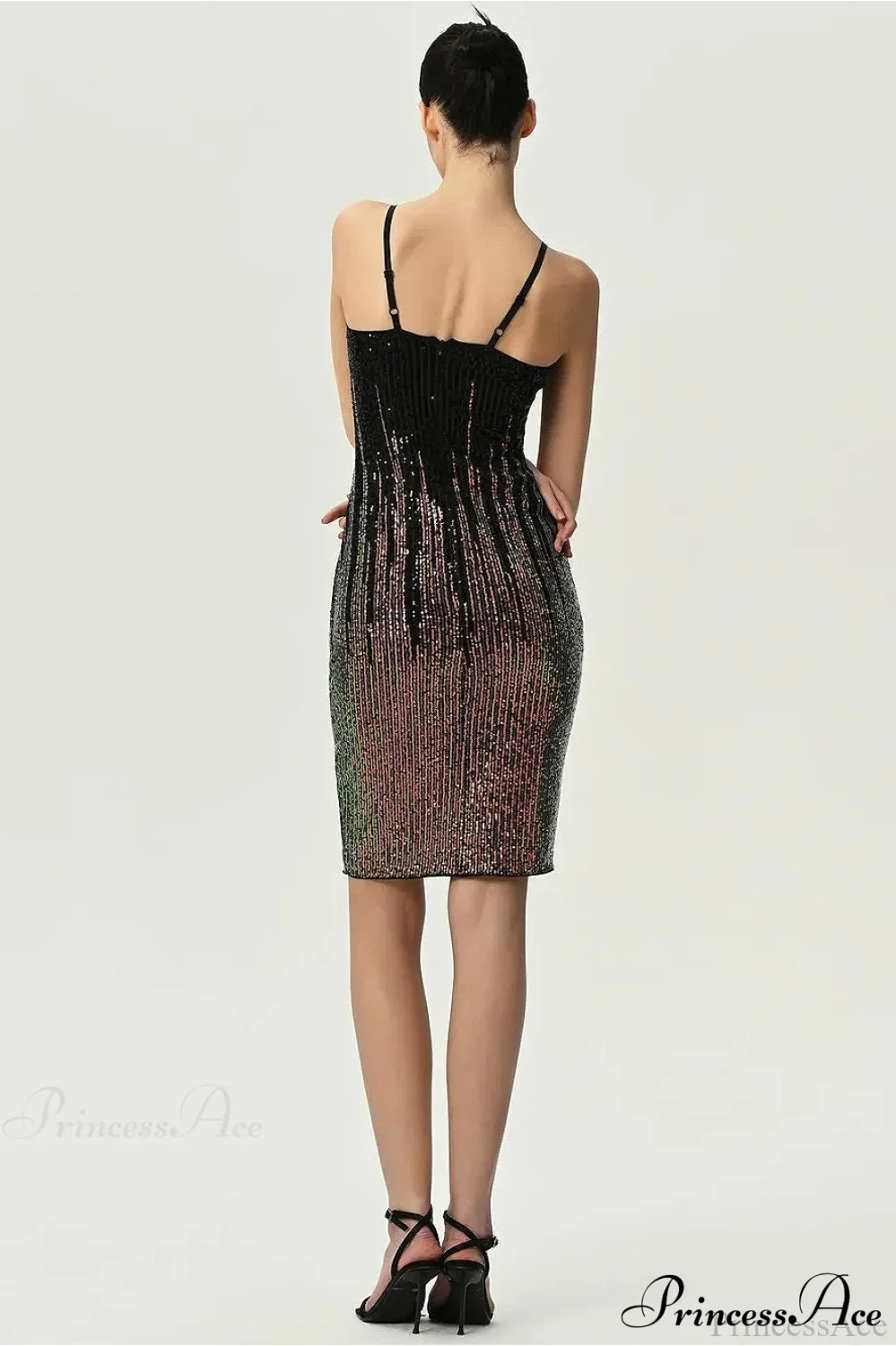 Fitted Colorful Sequin Spaghetti Strap Party Dress - Image 7