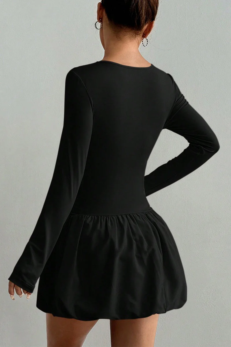 Fitted Stretchy Elegant Long Sleeve Tiered Mini Dress - Image 3