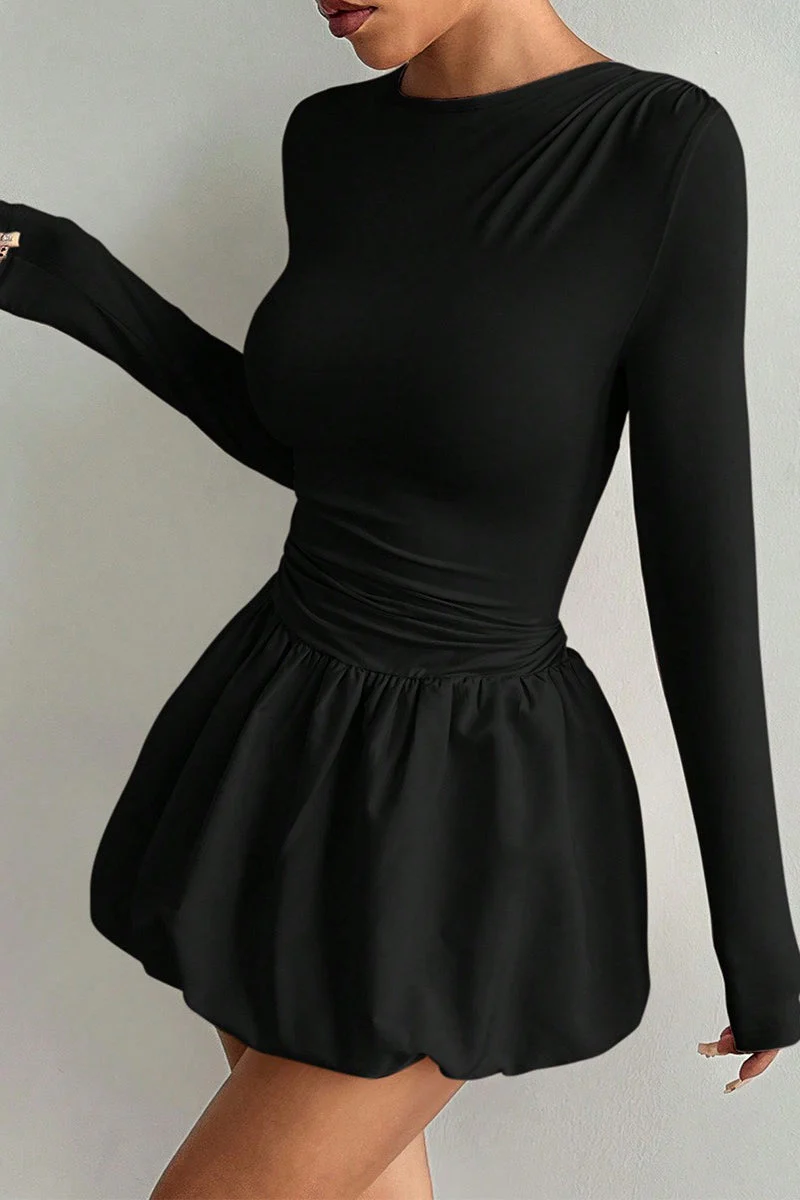 Fitted Stretchy Elegant Long Sleeve Tiered Mini Dress - Image 4