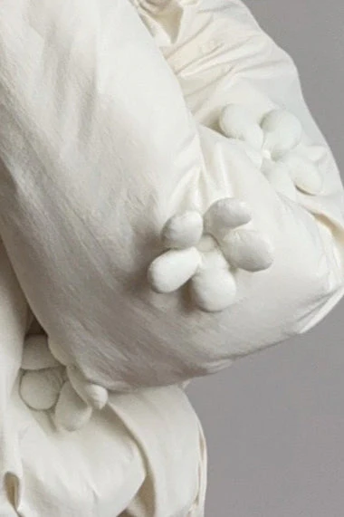 3D Floral Cropped Hooded Puffer Jacket - Image 4