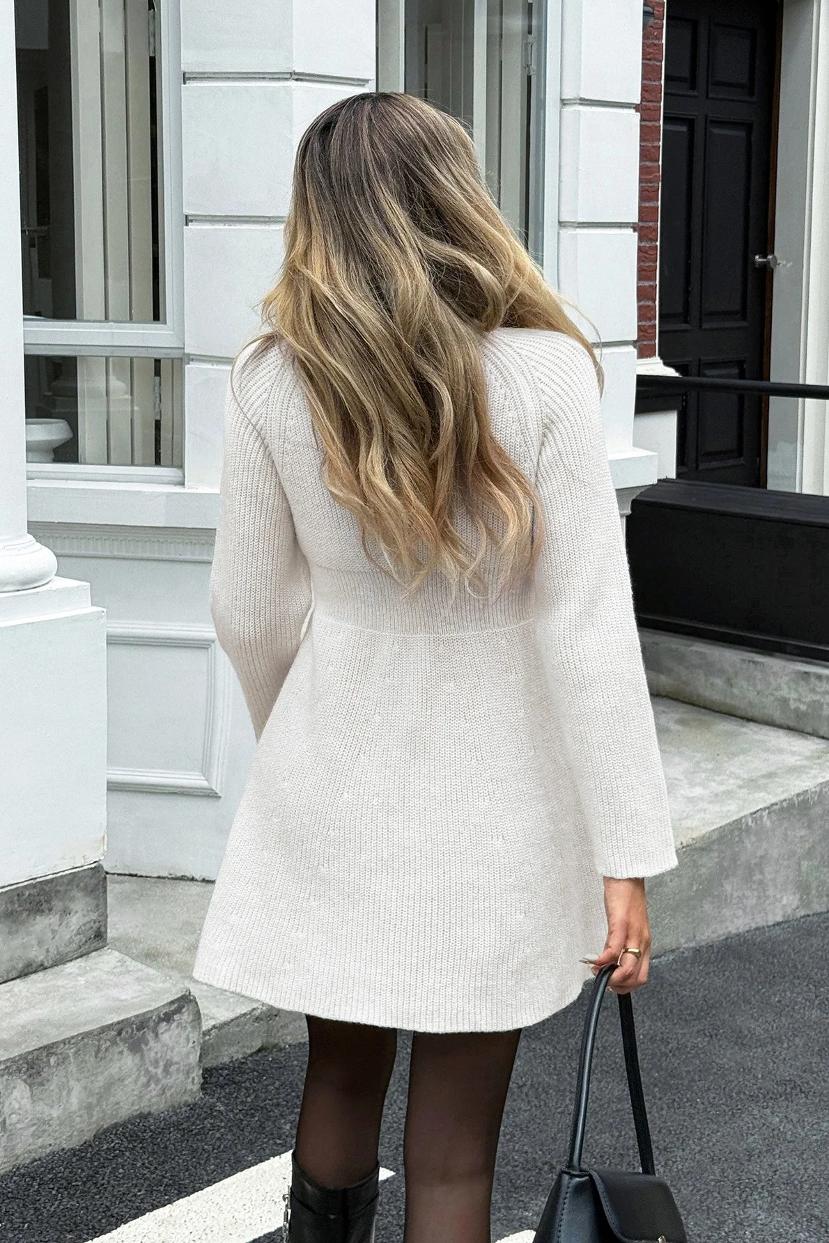 A-Line Long Sleeve Sweater Dress - Image 3