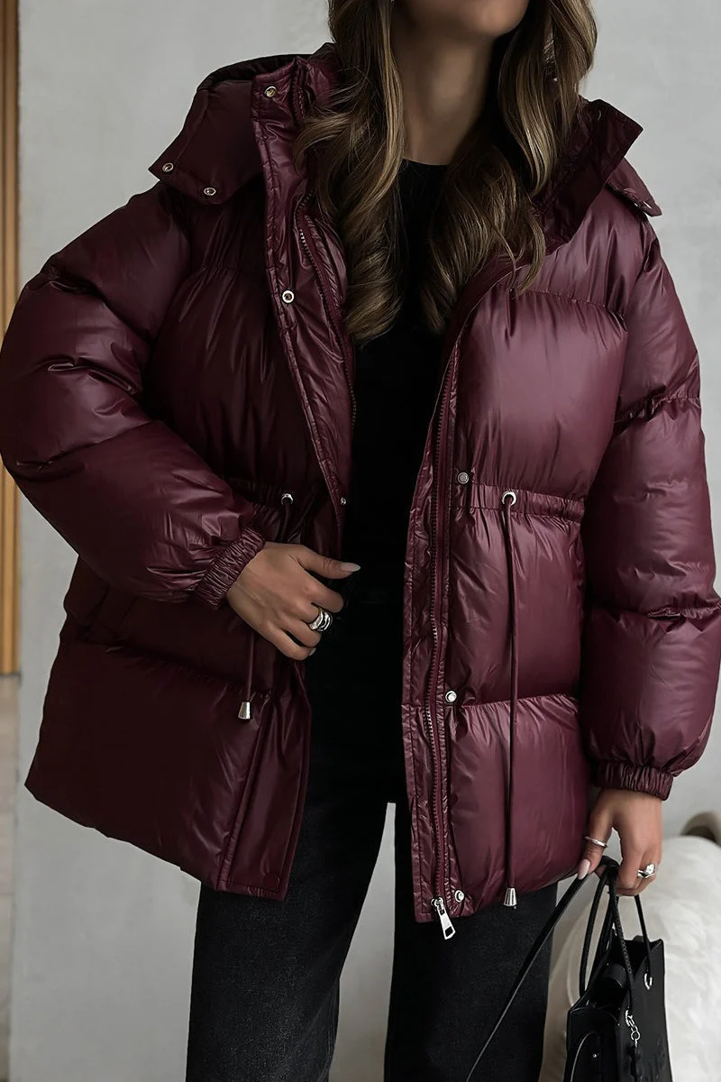 Adjustable Drawstring Hooded Puffer Jacket - Image 11