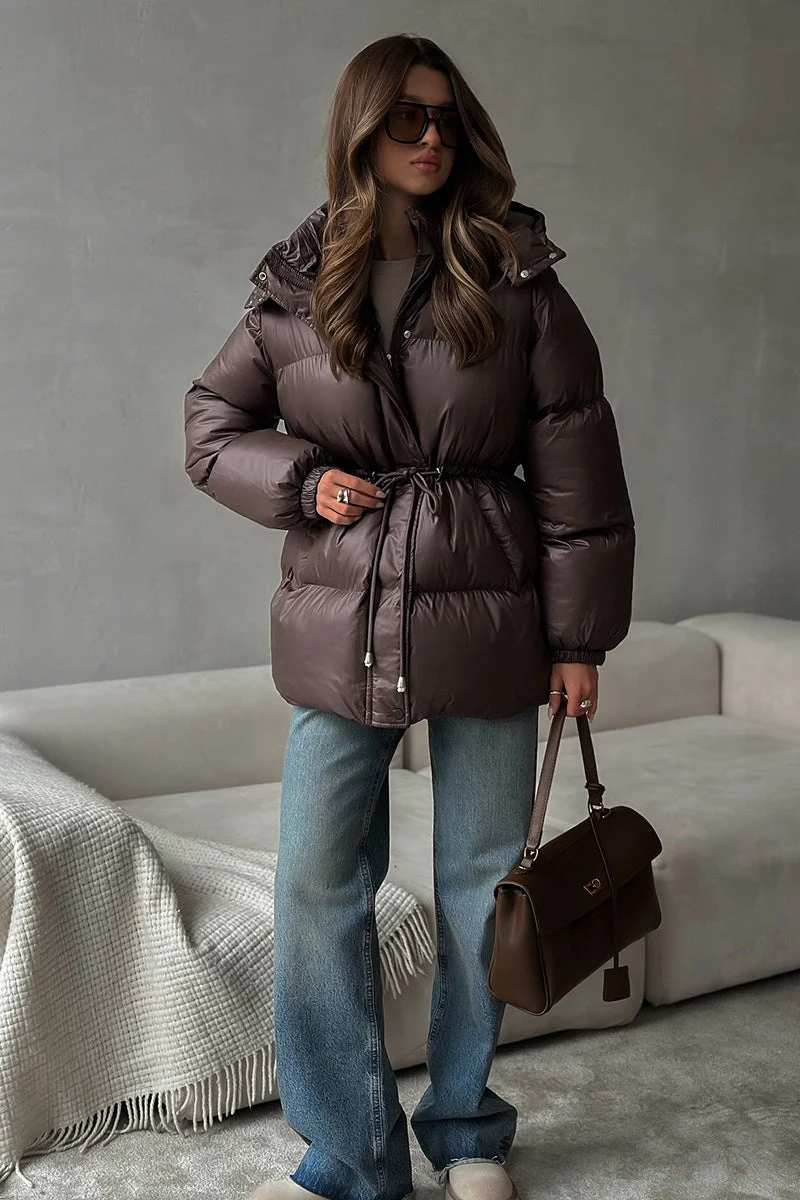 Adjustable Drawstring Hooded Puffer Jacket - Image 13