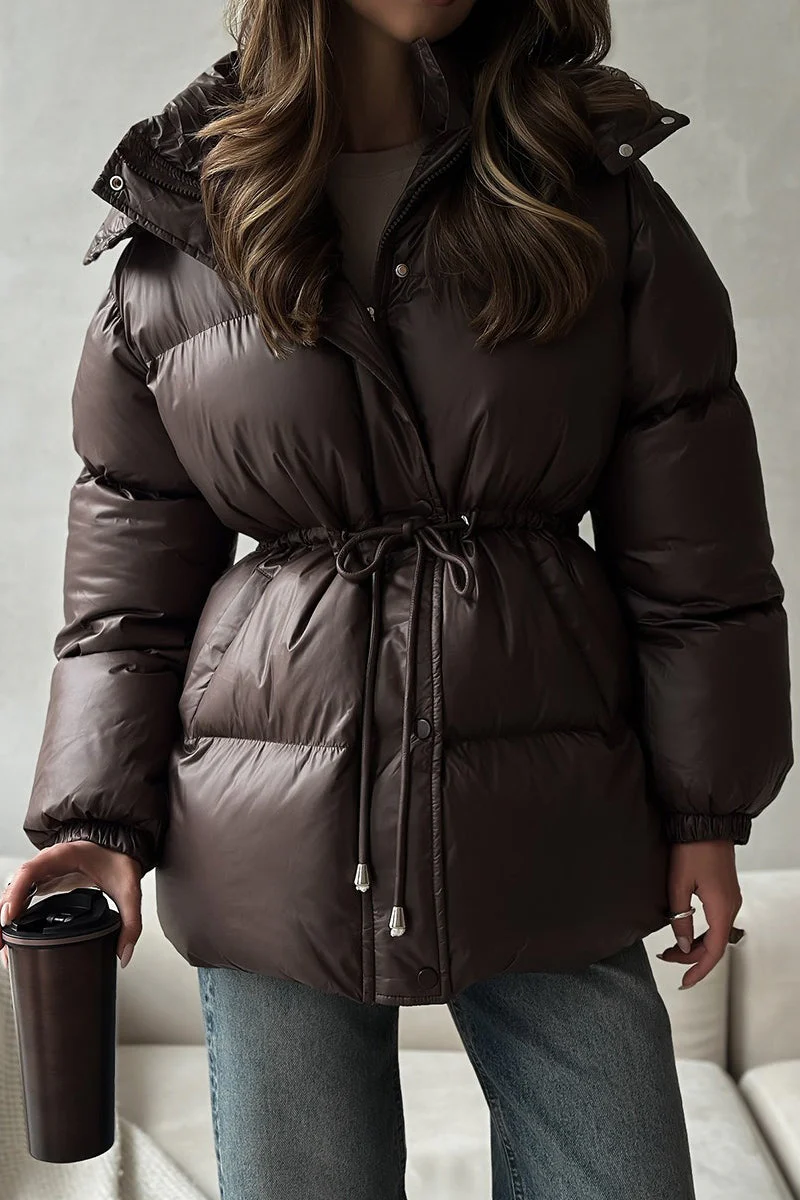 Adjustable Drawstring Hooded Puffer Jacket - Image 14