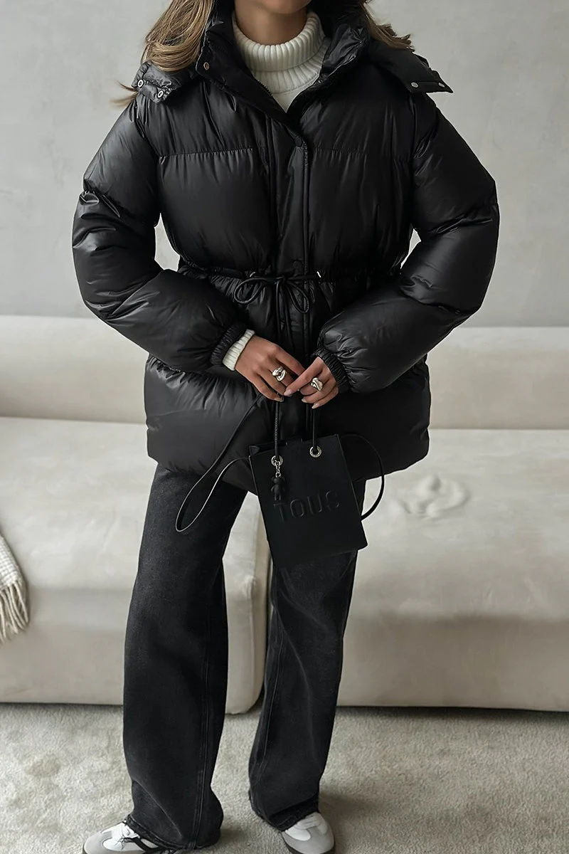Adjustable Drawstring Hooded Puffer Jacket - Image 5