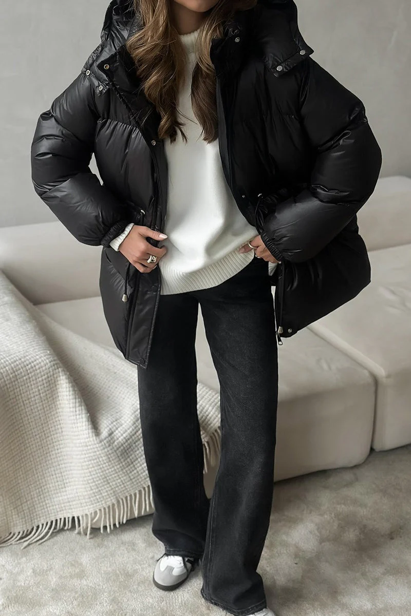 Adjustable Drawstring Hooded Puffer Jacket - Image 6